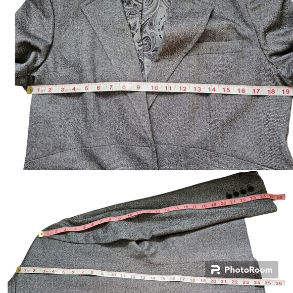 Talbots grey wool blend tweed jacket blazer 2-button single-breasted lined 12 - Picture 14 of 16